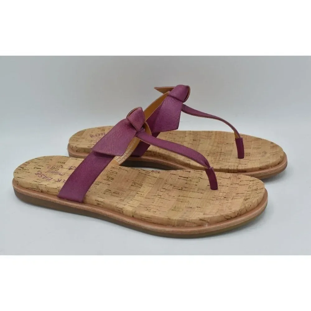 Kork-Ease‎ Womens Size 7 Blake T-Strap Purple Leather Thong Sandals Shoes